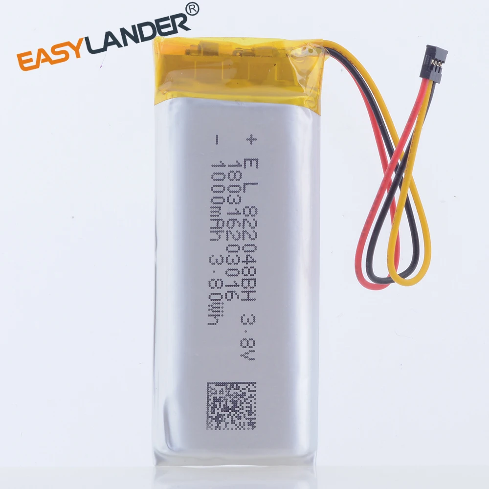 3,8 V 1000 mAh 3,8 Wh Lipo-Akku 822048   + JST 3pin MX 1,2mm Stecker für MP3 GPS Recorder Headset Ventil Index Controller