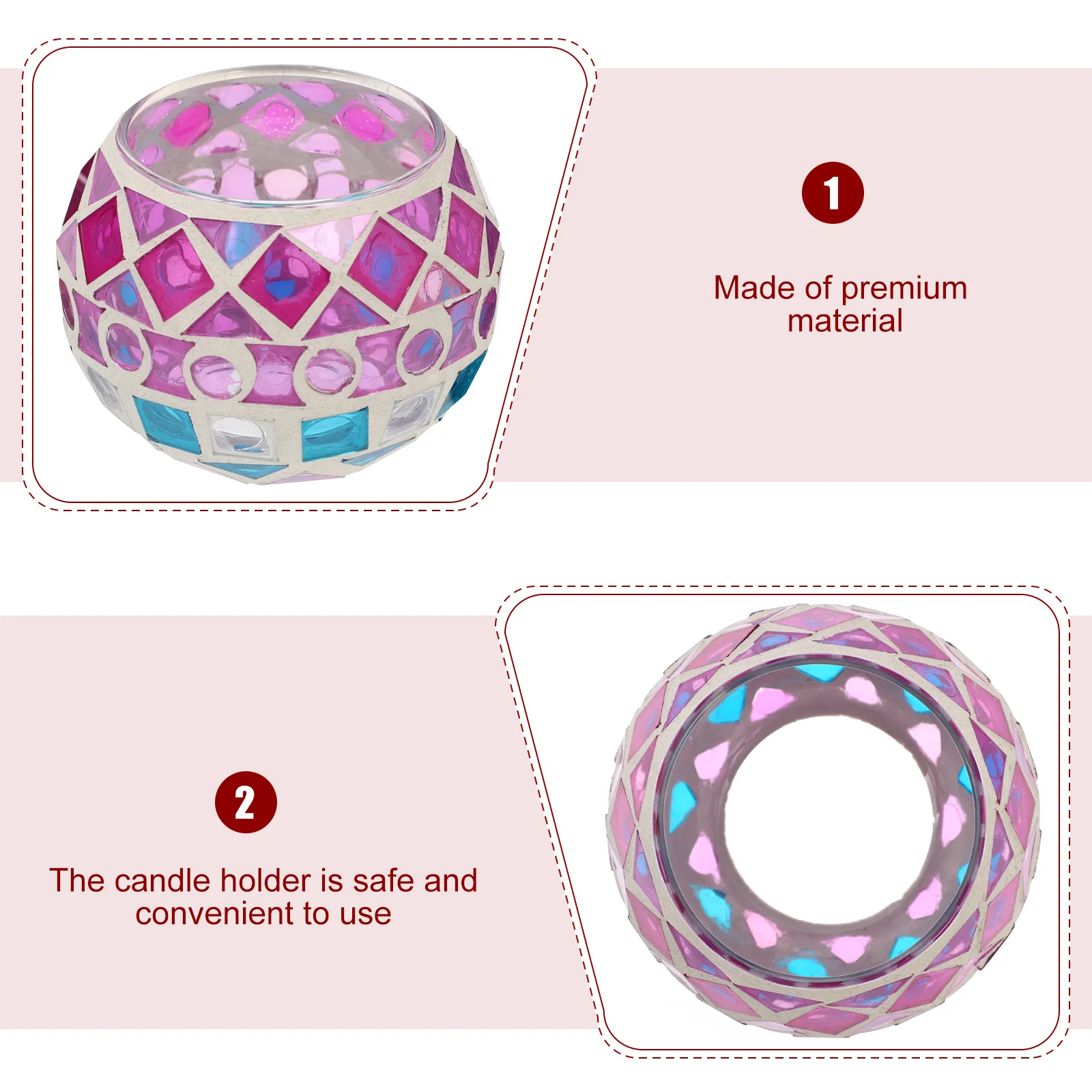 

Colorful Mosaic Glass Holder Handmade Smooth Edges Glass Tea Light Holder Romantic Decor Candleholder Home Ornament