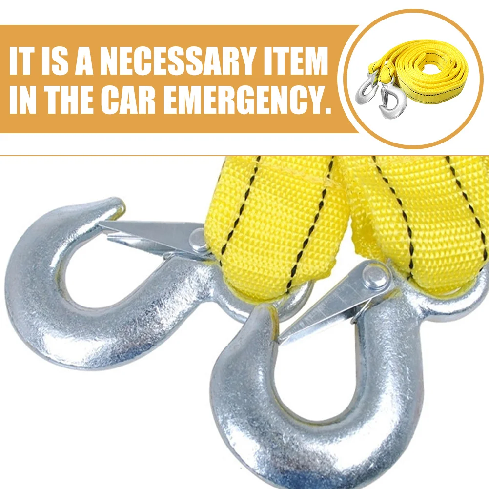 

1pc Solid Metal Hook Towing Rope Heavy Duty Nylon Car Truck Winch Strap Emergency Vehicle Recovery Trailer Pulling Rope