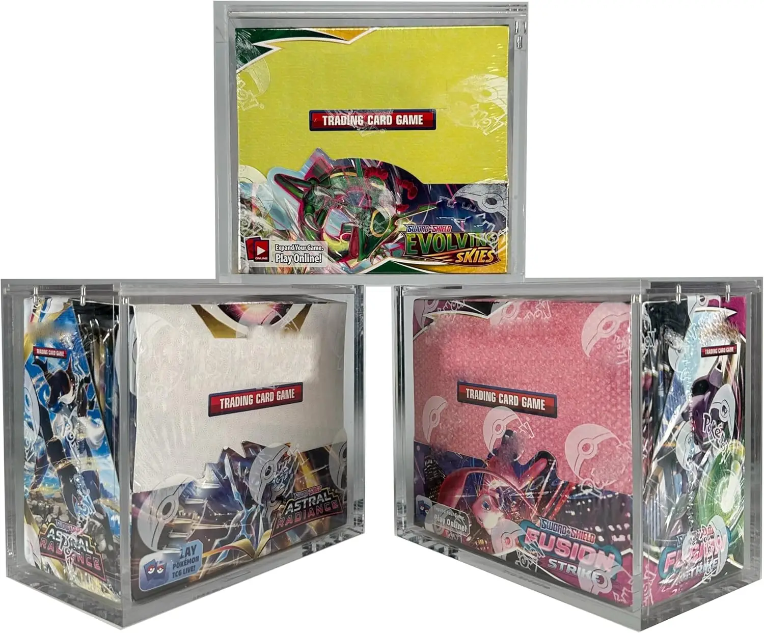 

Acrylic Booster Box Case 3 Pack, 6mm Thick Sliding Magnetic Lid Protective Display Case for Pokemon Booster Box Storage Clear