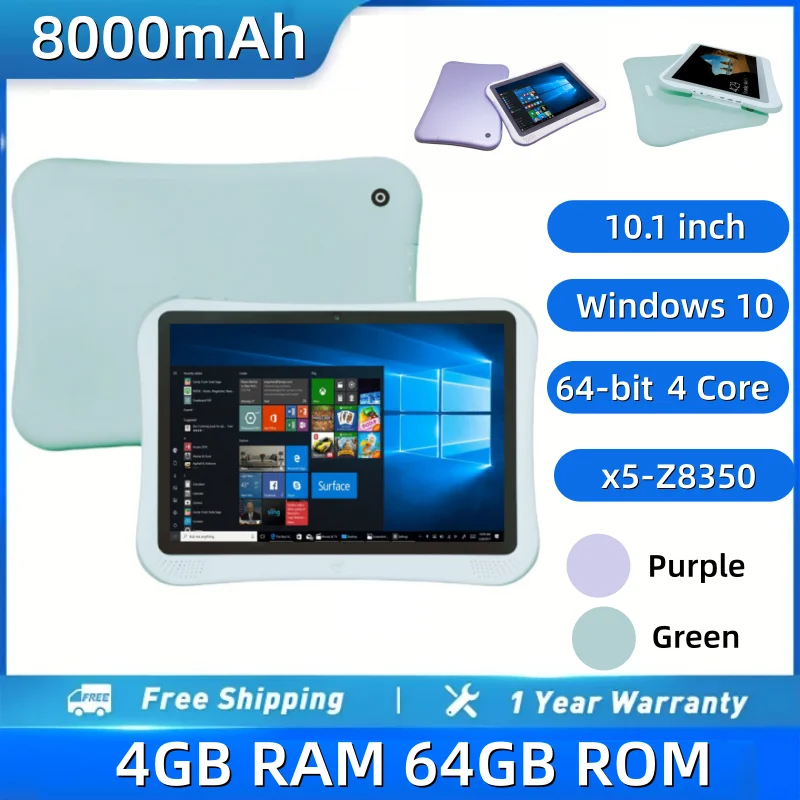 

4GB RAM 64GB ROM 10.1 INCH Windows 10 Tablet PC 64-bit Intel Atom x5-Z8350 CPU 8000mAh Battery 1280x800 IPS Dual Camear