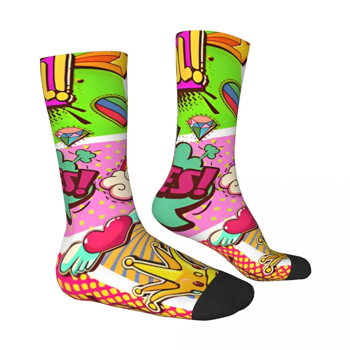 Colorful Girly Comic Book Stockings Printed Gothic Socks Autumn Anti Bacterial Socks Men's Cycling Soft Socks