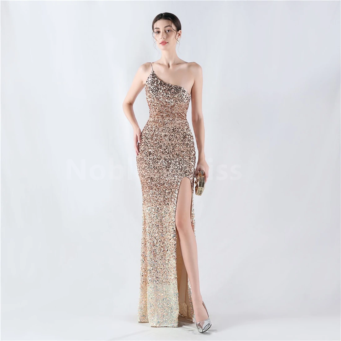 Sexy Floor-Length Sequin Mermaid Prom Dress Customized