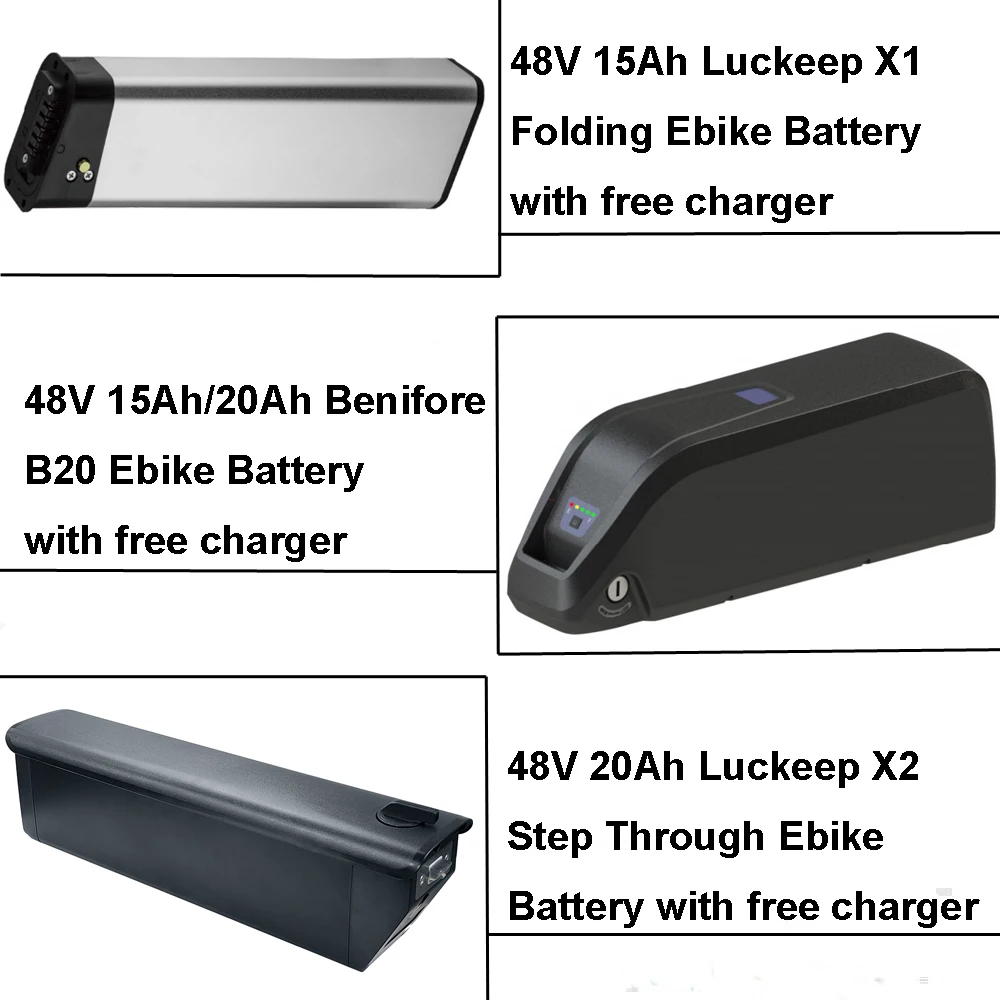 

E-Bike Internal Lithium-ion Battery 48V 15Ah 20Ah for Luckeep X1 Lite X2 Step Through Benifore B20 Foldable Electric Bike Ebike