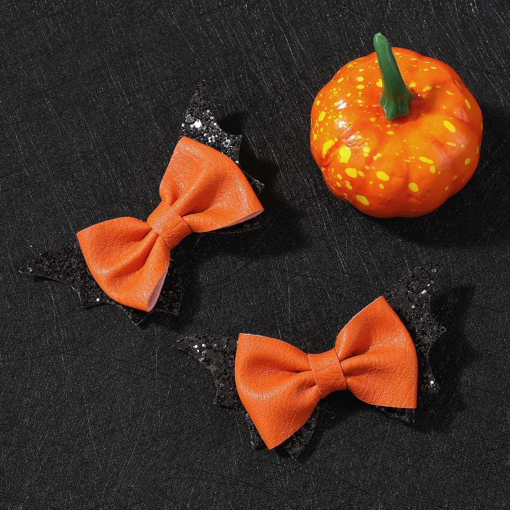 2pcs Halloween Bat Wing Bow Hair Clips for Girls Cosplay Party Theme Performance Headwear Bangs Clips view 4