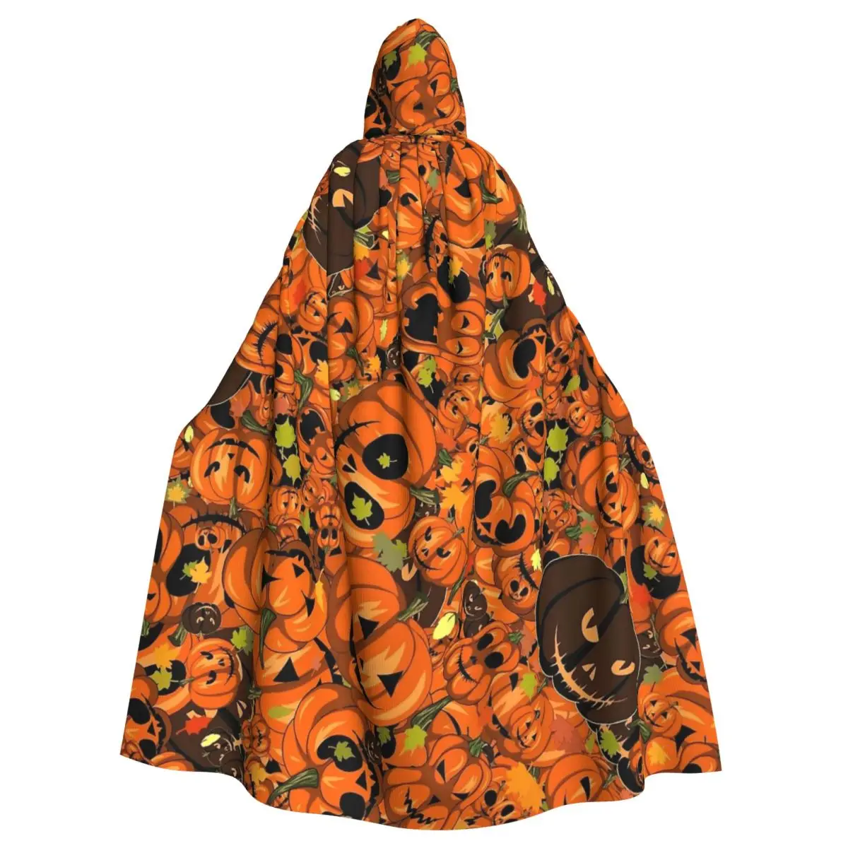 Aldult Jack-O-Lantern Autumn Leaves Pumpkin Monsters Halloween Cloak with Hood Grim Reaper Robe Costume for Party