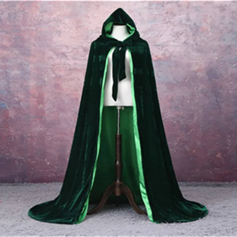 กำมะหยี่ Hooded งานแต่งงานเสื้อคลุมยาว Cape Unisex ฮาโลวีนเครื่องแต่งกาย Cape Hooded กำมะหยี่ผ้าคลุมไหล่เสื้อคลุม