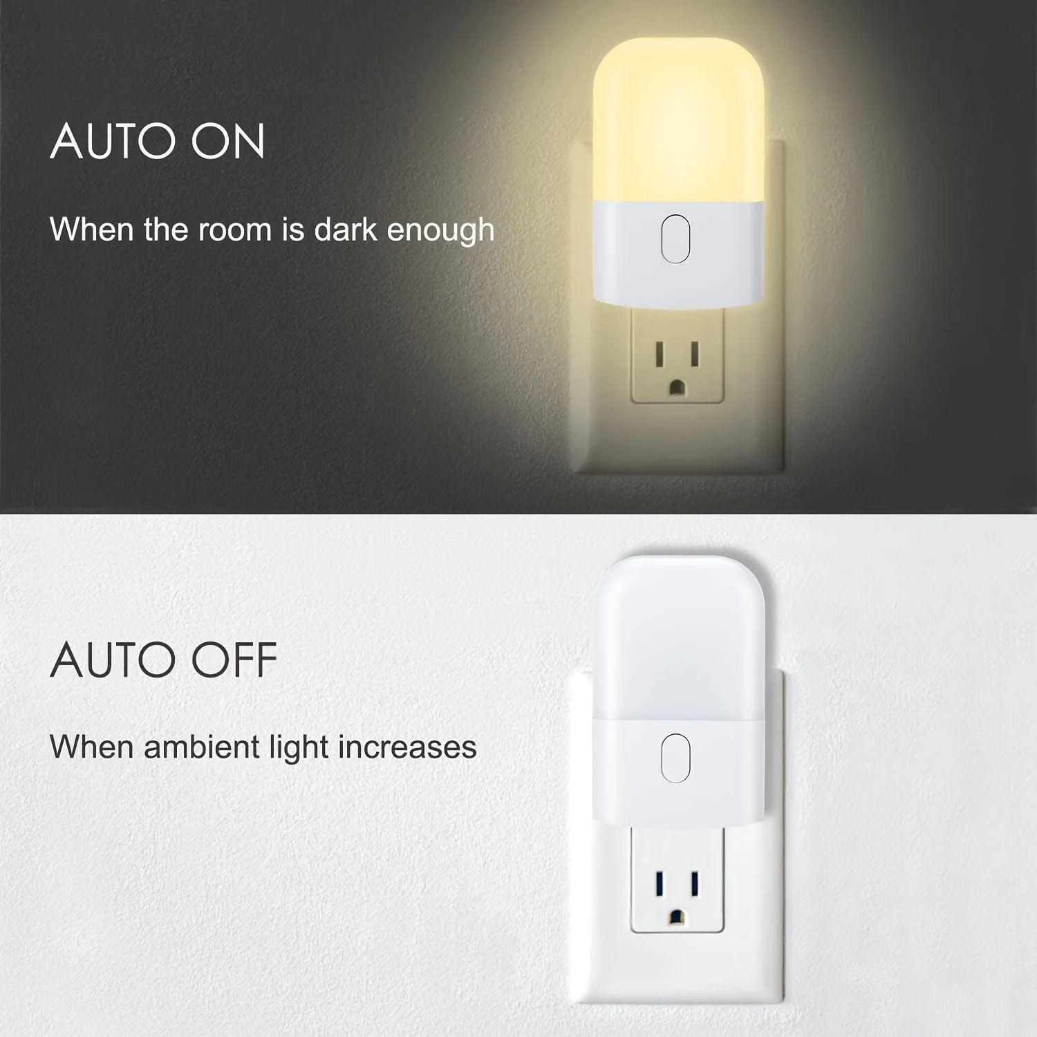 1pc/2pcs Plug-in LED Night Light, Mini Warm White LED Nightlight, Adjustable Brightness for Bedroom, Bathroom, Kitchen, Hallway