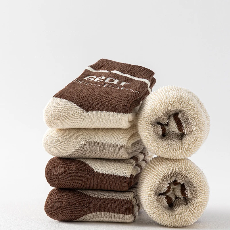 

Детские плюшевые носки с героями мультфильмов, хлопковые теплые носки средней длины для новорожденных, зимние толстые бархатные чулки, детская термообувь для детей 0–3 лет