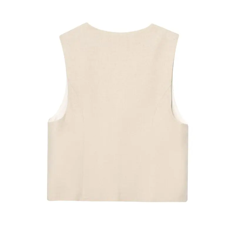 Summer 2025 New Women's Fashion Set Mixed Linen Vest Short Pants Beaded Decoration 3431998 Short Sleeve Casual Outfit