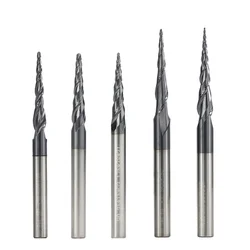 HRC55 D3.175 D4 D6 D8 D10 D12 2F Tapered Ball Nose End Mill Tungsten Solid Carbide Coated Tapered Cone Cnc Milling Cutter