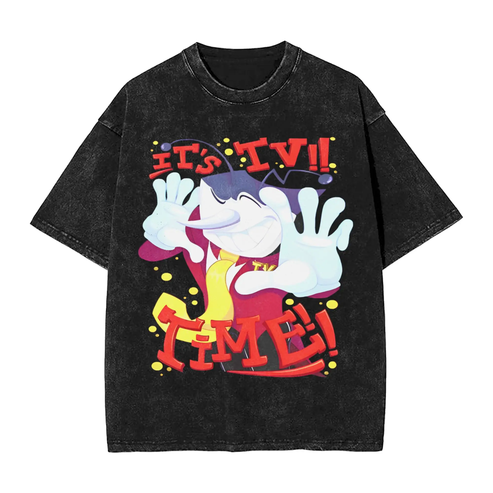 Washed T Shirts Deltarune Mr Ant Tenna TV Time T-Shirt Oversize Gaming Streetwear 100% Cotton Graphic Tops Tops Tees Men Women