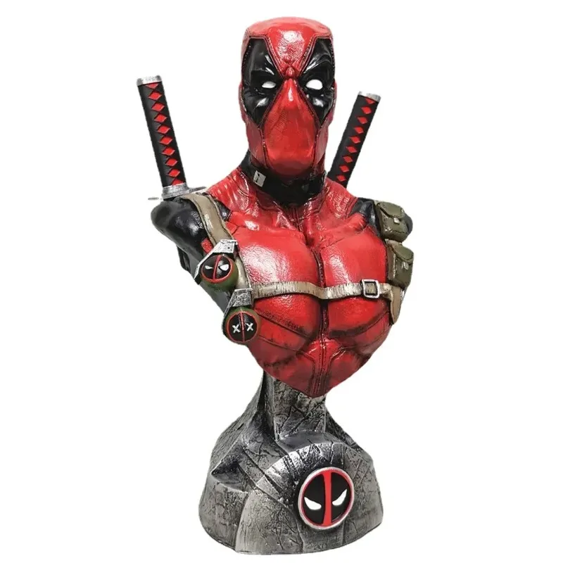 

33cm X-Men Superhero Dead pool Bust Head portrait Resin Action Figure statue Collectible Model home decoration toy gift