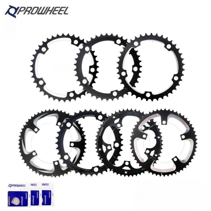 

PROWHEEL 130BCD 5-Bolt Road Bike Chainring, 39T/53T 10/11 Speed Narrow Wide Teeth Aluminum Alloy Bicycle Replacement Parts