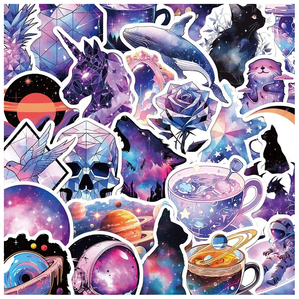 

10/30/50pcs INS Style Purple Cartoon Aesthetic Decoration Stickers Kawaii Girls Kids Decals Waterproof Graffiti Phone Case Car