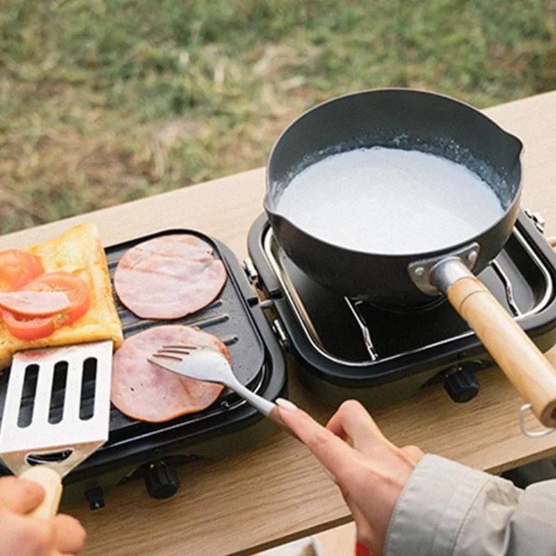

Camping Double-Fire Folding Gas Stove Outdoor Portable Gas Burner Camping Cookware Picnic Ultralight Adjustable Firepower 2300W