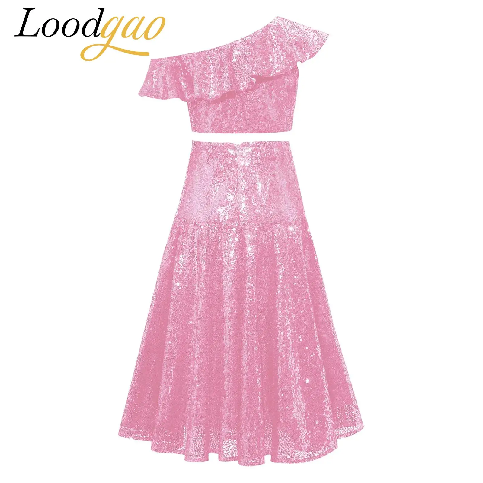 

Girls Christmas Festive Costumes Fashion Sequins Outfit Sparkly Kids Princess Party Dress Suit Children's Dance Prom Clothes