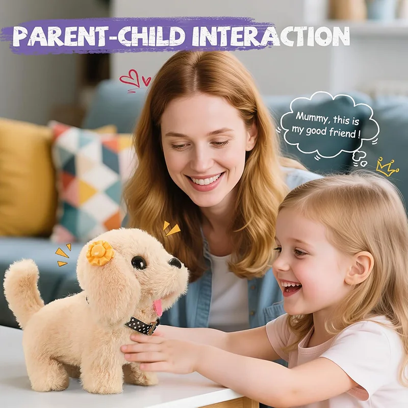 مجموعة ألعاب الكلاب الأليفة الكهربائية القطيفة للأطفال يمكن المشي وجعل صوتًا واقعيًا للجرو والقطط لعبة الحيوانات الأليفة الإلكترونية للأولاد والبنات هدية #3