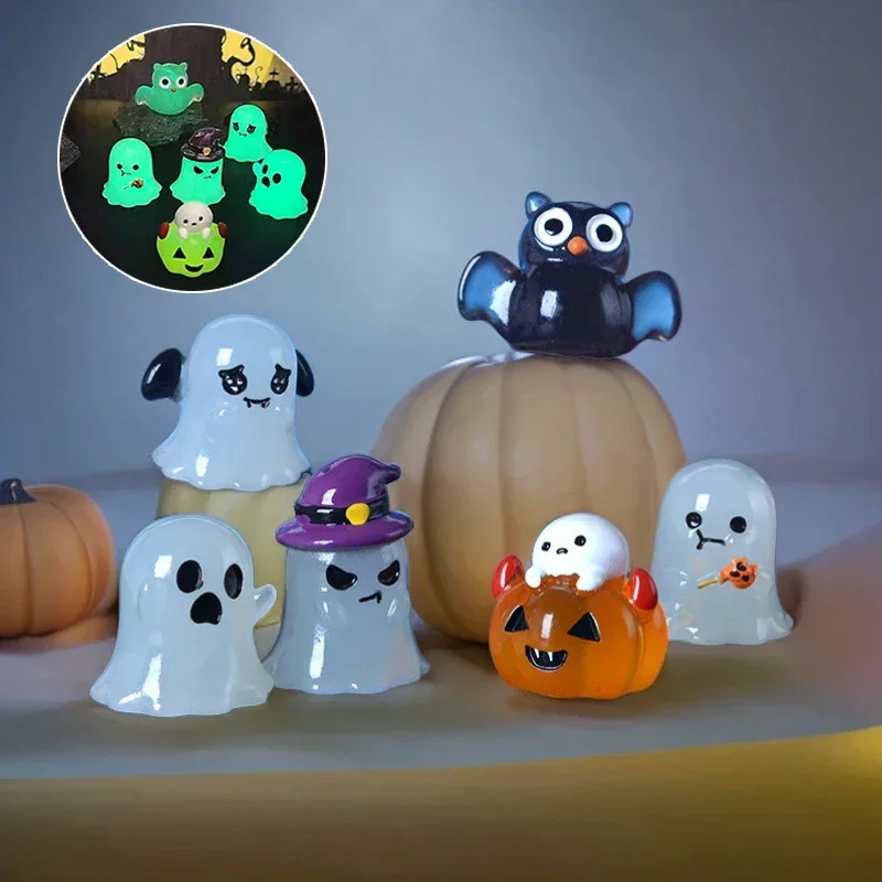 New Halloween Owl Ghost Night Luminous Series Micro Landscape Small Ornament For Halloween Decorations Home Desk Decor