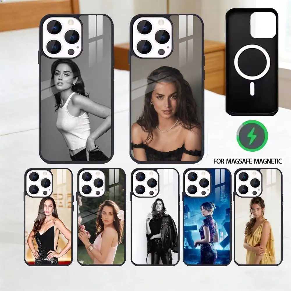 

Actor Beauty A-Ana de Armas Phone Case For iPhone 17 16 15 14 13 12 Pro Max Plus for Magsafe Mirror Wireless Magnetic Cover