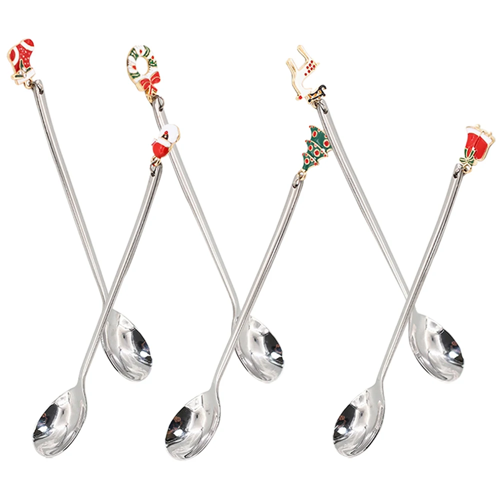 

6 Pcs Tableware Coffee Spoon Fork Decorative Spoons Small Dessert Stainless Steel Teaspoons Cake