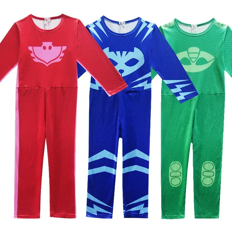 Blauwe Pyjama Groene Hagedis Jongen Meisje Kat Hond Jongen Anime Held Cosplay Kostuum Met Masker Kids Halloween Verjaardagsfeest Kleding Cadeau