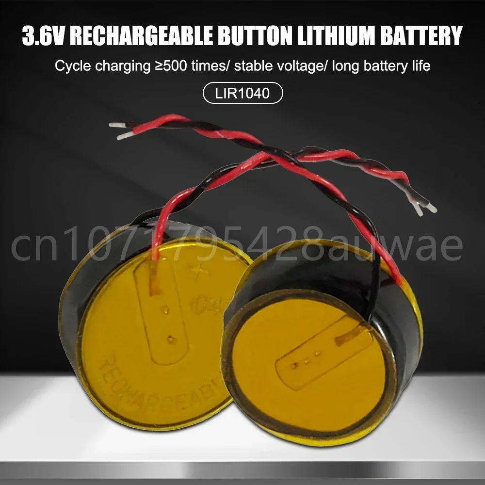 1-5PCS LIR1040 LIR 1040 3.6V Rechargeable Lithium Li-ion Battery with 2 Wire for Bluetooth Headset Replacement Button Coin Cell