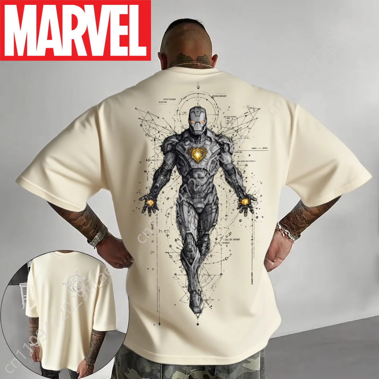 

Marvel Genuine 2026 New T-Shirt Retro Superhero Black Iron Man Comic Print Plus Size Men's Hooded Sweater Loose Thermal Top