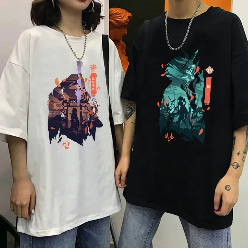 Genshin Impact T-shirt Xiao Kaedehara Kazuha Printed Tshirt Unisex Harajuku Retro Tshirt Top Wome's Short Sleeve