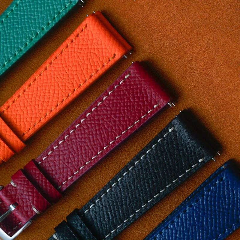 Denique Epsom سليم حزام جلد البقر حزام (استيك) ساعة جلد طبيعي أسود 20 مللي متر 22 مللي متر حزام ساعة اليد حزام الإفراج السريع سوار حزام الساعات