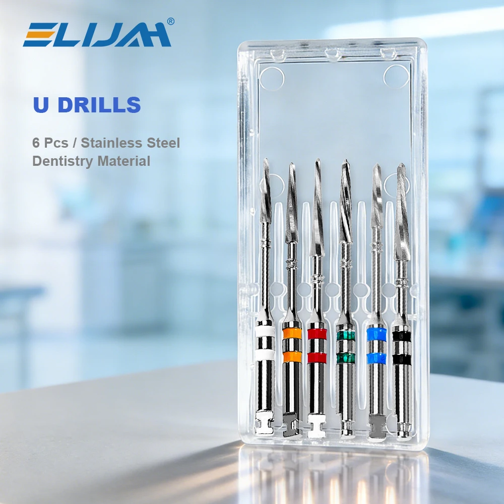 ELIJAH Dental Reamers Stainless Steel Engine Use U Drill Root Canal Fiber Post Preparation Drills Dentist Clinic Lab Material