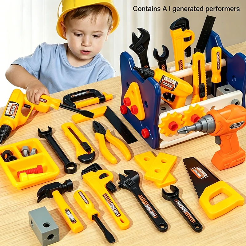 41PCS Pretend Repair Toolbox DIY Assembling Power Screwdriver Toy Kit Creative Games Educational Montessori Kids Toys