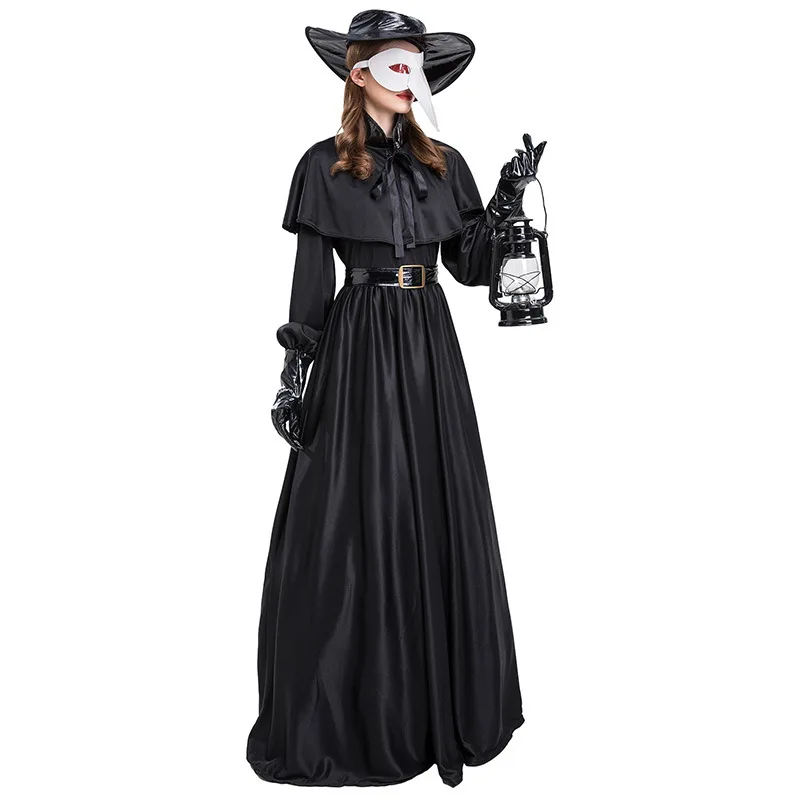 زي طبيب الطاعون Steampunk من العصور الوسطى للبالغين في الهالوين، قناع منقار الغراب