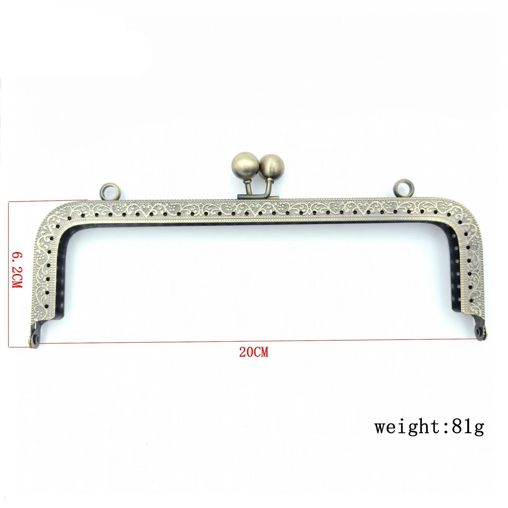 20cm Square Metal Purse Frame Handle for Clutch Bag Accessories Making Kiss Clasp Lock Antique Bronze Tone  Hardware