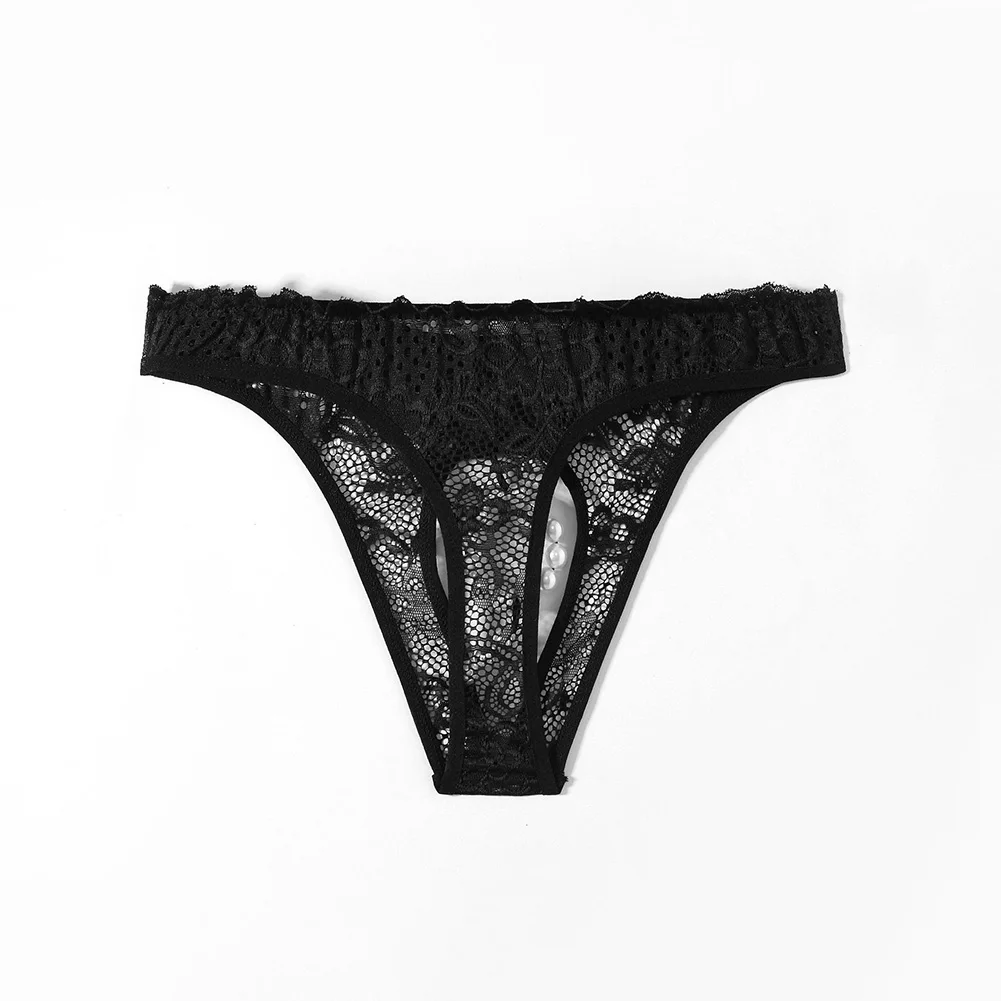 Men Cock Ring With Pearl Erotic Briefs See Through Underwear For Man Sexy Lingerie Front Open Sissy Lace UnderpantsMen's Panties