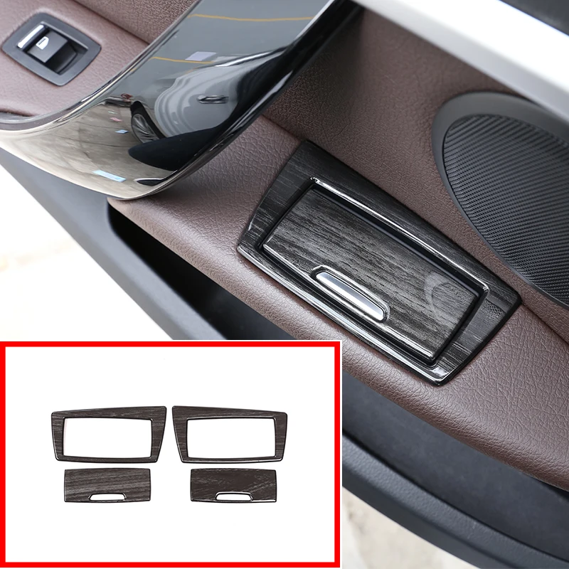 

4 Pcs For BMW X1 F48 2016-2019 Black Wood Grain ABS Rear Door Ashtray Sequins Trim Decoration Sticker Accessories