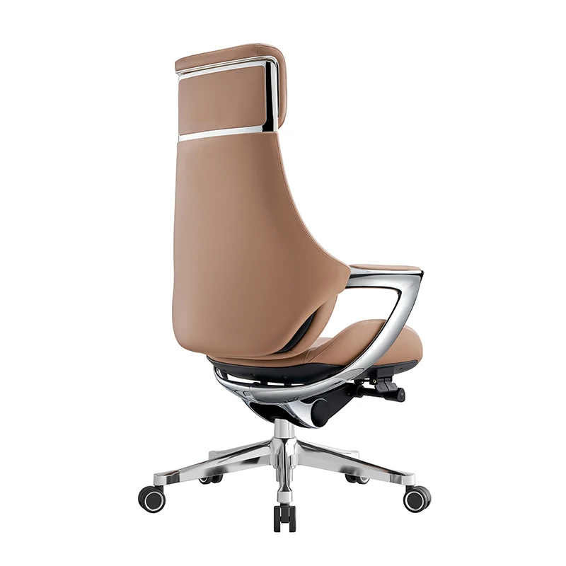 New Design Brown Genuine Leather Office Chair Executive Swivel Reclining Manager Computer Work Chairs