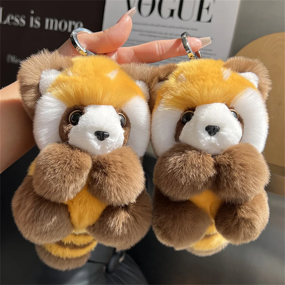 Cute Rabbit Fur Bear Keychain  Racoon Keyring Plush Keychains Bag Charm Animal Key-Pendant christmas gifts Keycap Furry Keyring