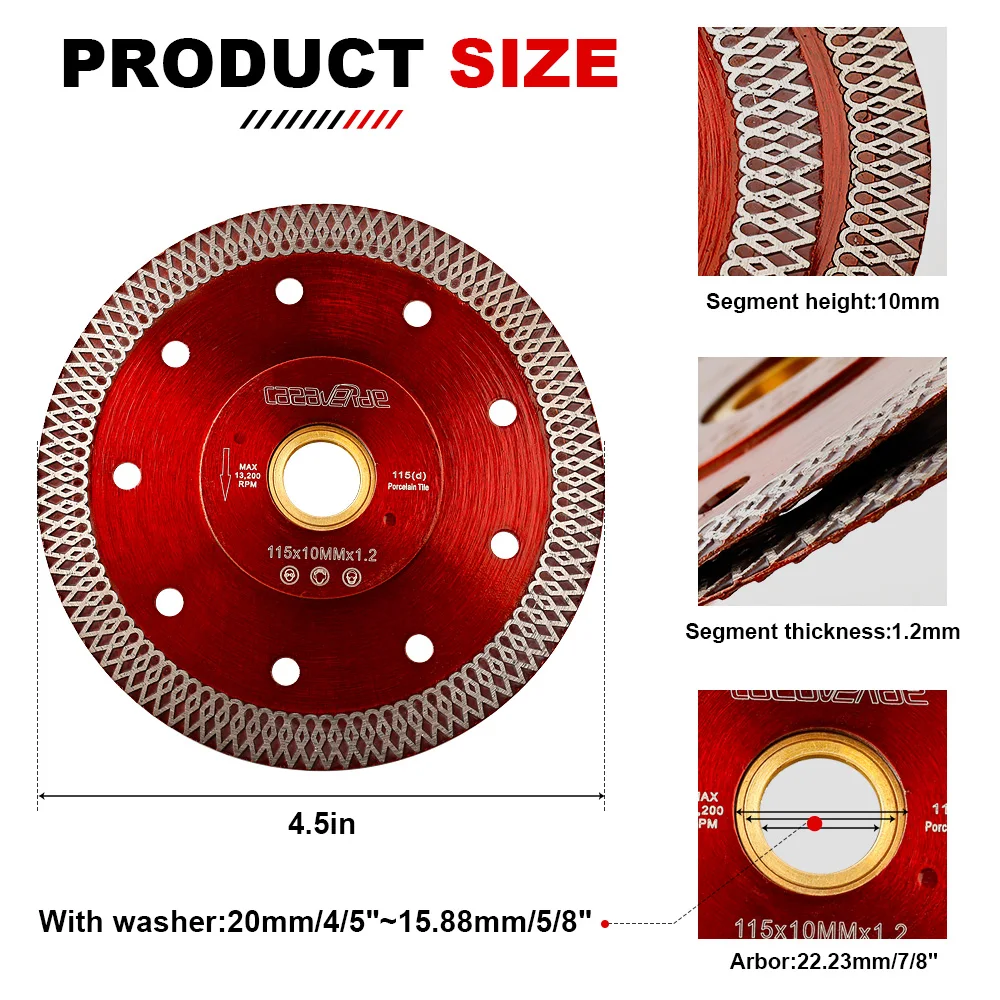 Casaverde 2 Cái/lốc 4.5 "Siêu Mỏng Sứ Turbo Ngói Lưỡi Dao Sứ Đá Cẩm Thạch Đông Ninh Gạch Men