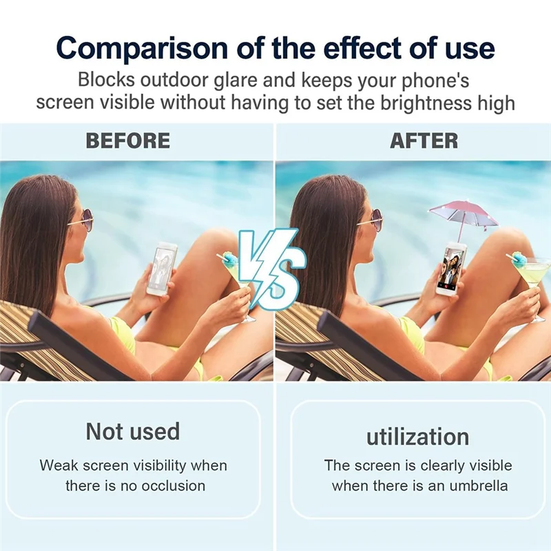 ABZL Ombrello magnetico per telefono Porta ventosa Ombrelli per telefono cellulare per sole per uso esterno e auto Anello girevole per telefono Sun Sh