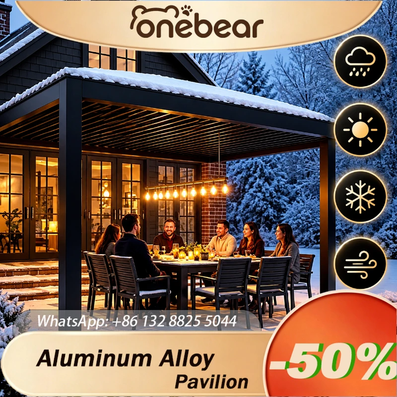 Custom Size Aluminum Louvered Pergola, Waterproof Windproof Garden Gazebo For Pool Side Backyard Patio Deck All Season Sun Shade