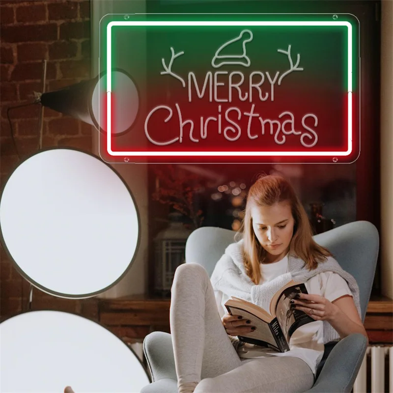 Merry Christmas LED Neon Sign, Arte 3D, Decoração de Parede USB, Decoração de Casa, Quarto, Bar, Festa, Suspensão, Presentes de Natal