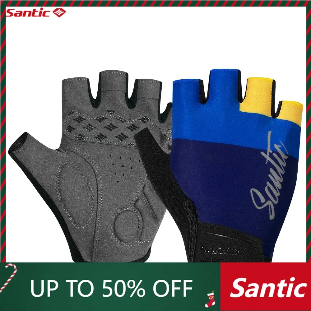 Santic Summer Cycling Gloves Short Finger Cycling Gloves Road Bike Breathable Half Finger Unisex Sports Fitness Gloves