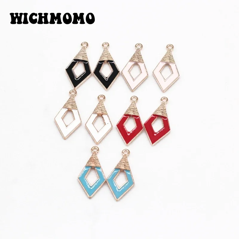 New 10pcs/bag 5 Colors High Quality Zinc Alloy Drop Oil Rhombus Charms Pendant for DIY Necklace Earrings Jewelry Accessories