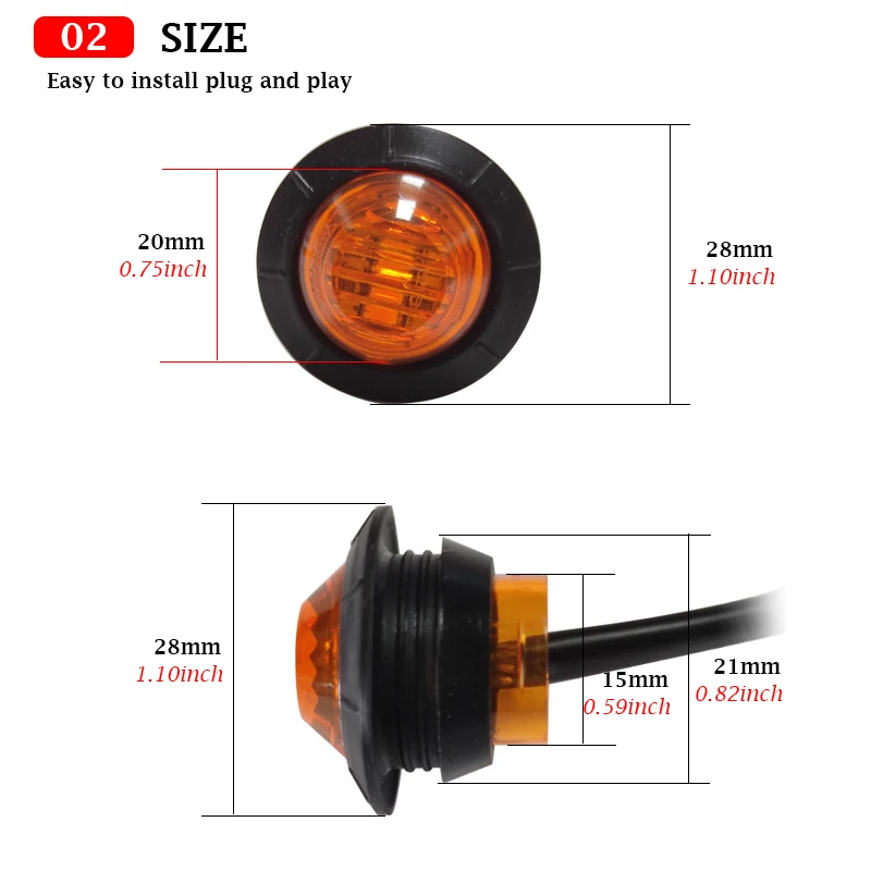 LED Side Marker Indicadores para Scania caminhão, lâmpada, bala, cauda do reboque, 24V, 12V, 3 4 \