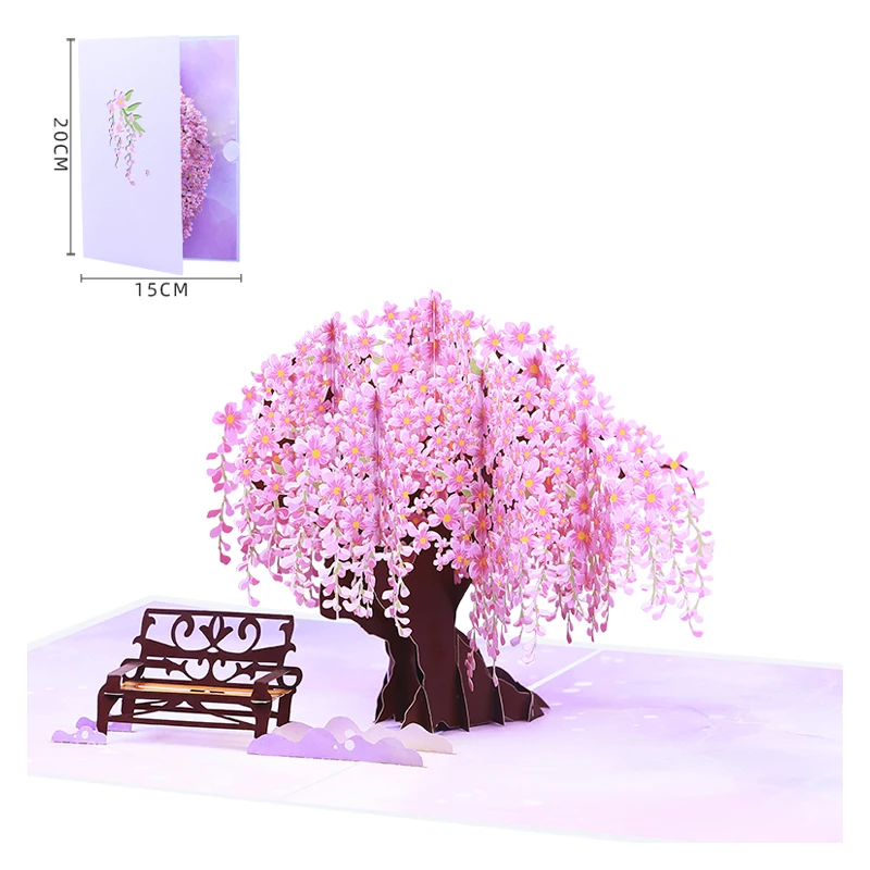 

3D Pop-Up Valentine Greeting Card, Valentine's Day, Wisteria Flowers, Florals, Holiday Gift, Customized Invitation, Note