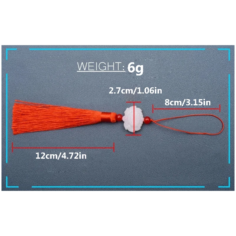 10 قطع من قلادة المروحة الشفافة المصنوعة من اليشم الاصطناعي ذات الألوان المختلطة مع شرابة هانفو يمكن استخدامها لتزيين عطلة الحفلات