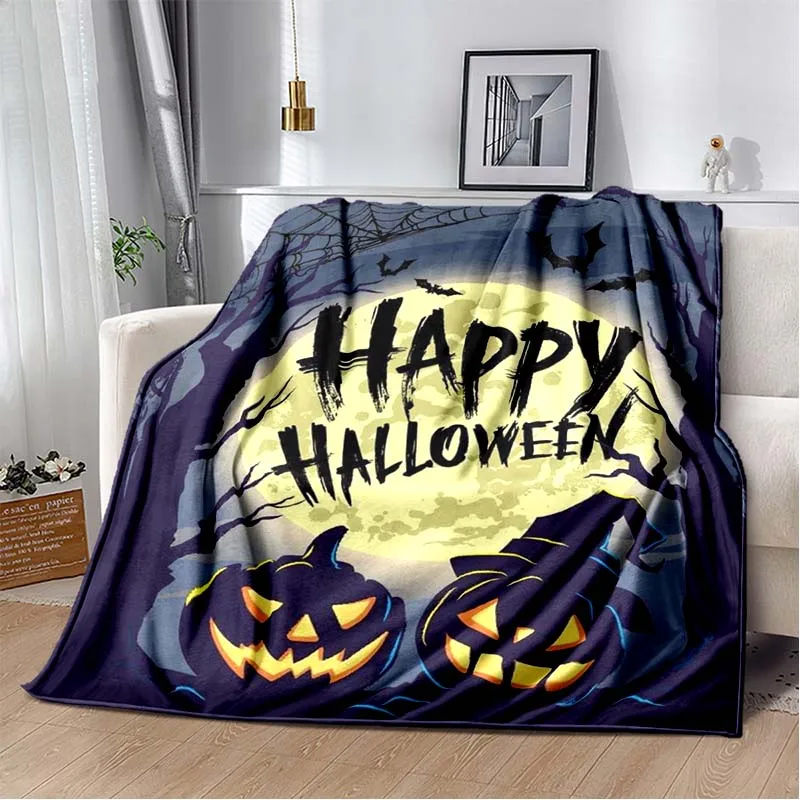 

Halloween Terrifying Pumpkin Surprise Soft Blanket Home Room Sofa Bed Warm Travel Picnic Leisure Office Oversized Gift Blanket
