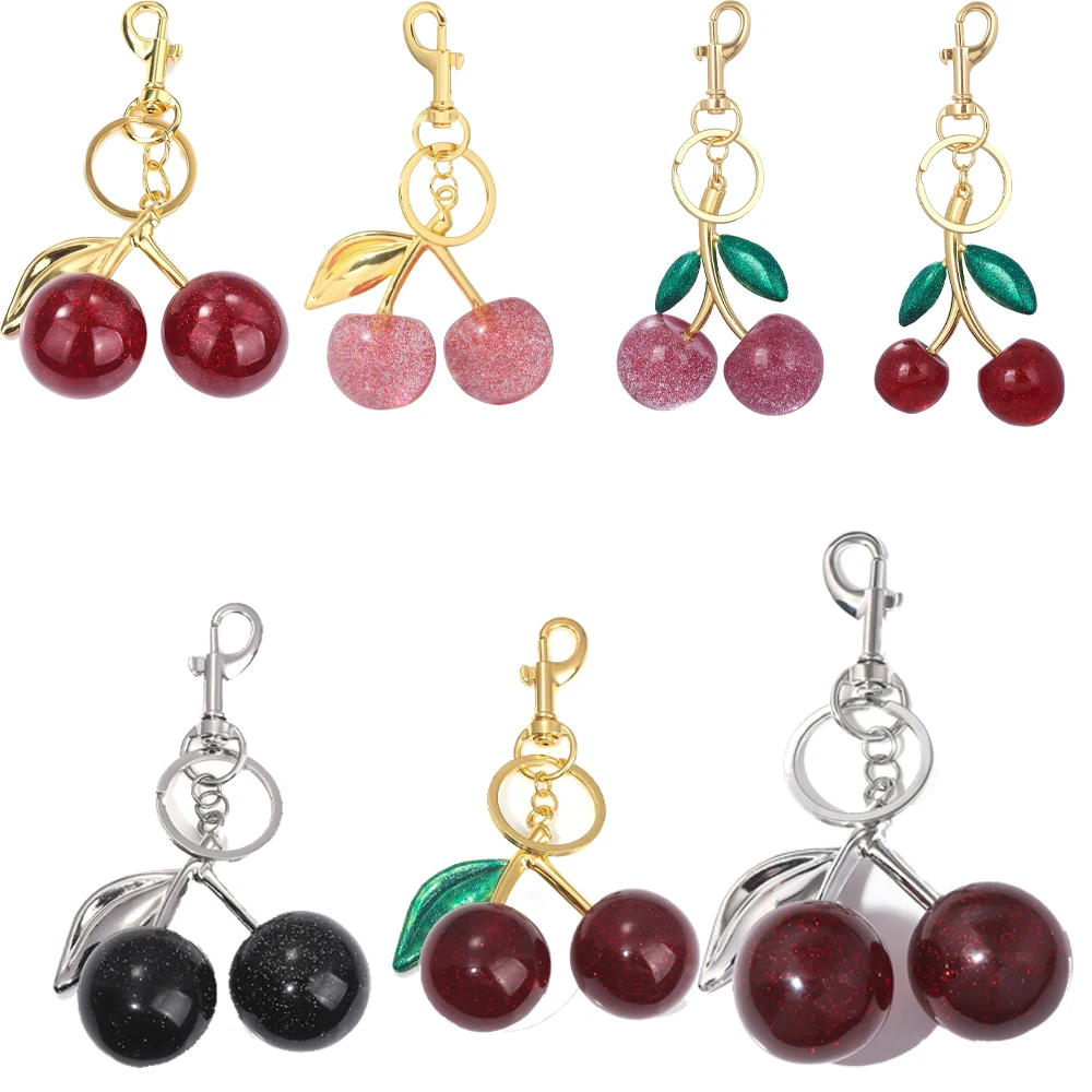 المرأة المفاتيح الكرز الفراولة التفاح قلادة حقيبة اكسسوارات الصيف الفواكه الكرز قلادة كيرينغ للنساء الرجال المجوهرات #2
