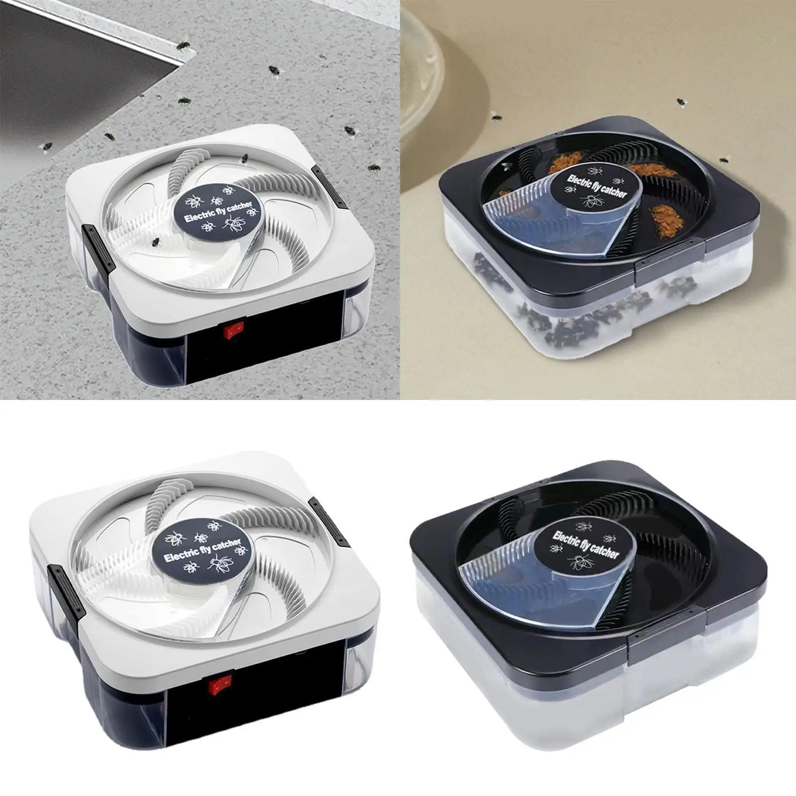 Rechargeable Fly Exterminator Device Automatic Rotating Arm Trap for Kitchen Restaurant and Home